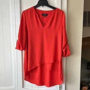 Karen Kane Women's Vibrant Orange Asymmetrical Blouse